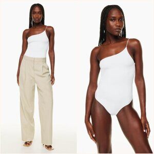 Aritzia Babaton Contour One-Shoulder Cami Bodysuit White Medium